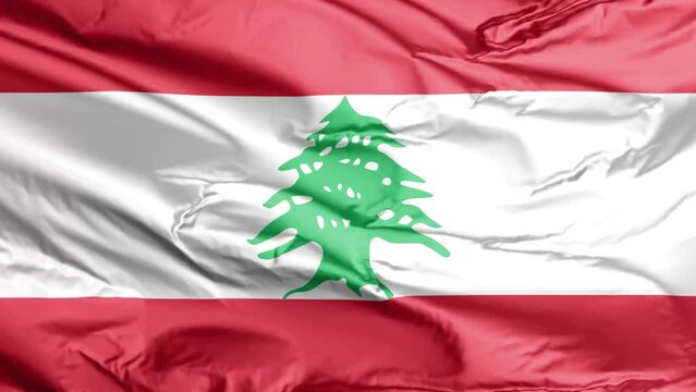 waving flag of  lebanon