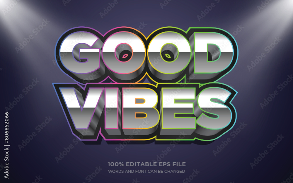 Poster good vibes 3d text style effect