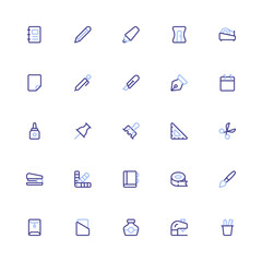 Stationery Icon with Duoline Style. Education Icon Collection with Editable Stroke and Pixel Perfection