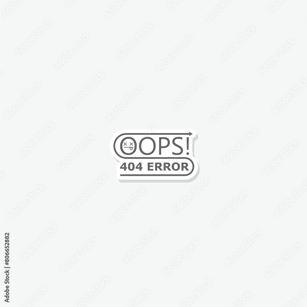 Poster oops 404 error icon sticker isolated on gray background