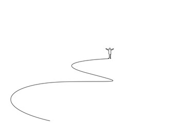 human person nature walk away free successful open arms life one line art design vector