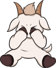cartoon goat sitting on its back with its eyes closed