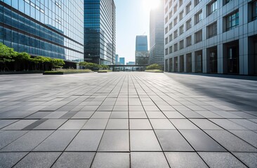 Fototapeta premium A large city with a large plaza in the middle. The plaza is empty and has a lot of windows