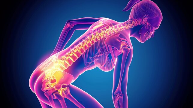 Lumbar pain management. office ergonomics, stretching exercises, and pain relief tips