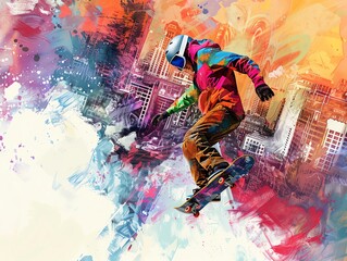 Bring to life the daring spirit of extreme sports against a backdrop of utopian dreams from a unique low-angle viewpoint Embrace a mix of bold