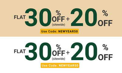 30% + 20% off, sitewide discount. Used for promotional advertisements in special sales,  marketing offer announcement. Sale off discount promotion
