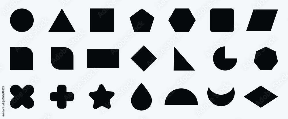 Sticker abstract and basic shapes collection. vector basic shape. geometric formal shape. polygonal elements