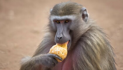 a-baboon-carrying-food-in-its-cheek-pouches-stori- 3 - obrazy, fototapety, plakaty