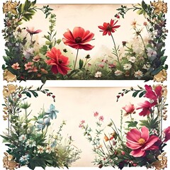 Vintage-style paper with wildflowers on it, tag -Generative AI
