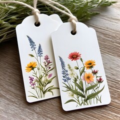 Vintage-style paper with wildflowers on it, tag -Generative AI
