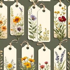 Vintage-style paper with wildflowers on it, tag -Generative AI
