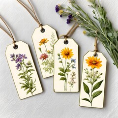 Vintage-style paper with wildflowers on it, tag -Generative AI
