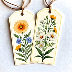 Vintage-style paper with wildflowers on it, tag -Generative AI
