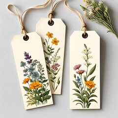 Vintage-style paper with wildflowers on it, tag -Generative AI
