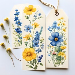 Vintage-style paper with wildflowers on it, tag -Generative AI
