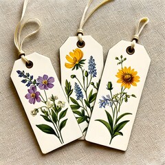 Vintage-style paper with wildflowers on it, tag -Generative AI
