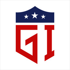 Patriotic GI Logo Design. Letter GI Patriotic American Logo Design for Political Campaign and any USA Event.