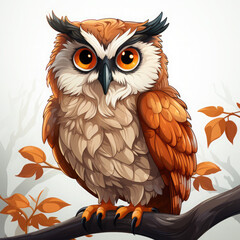 Fototapeta premium Watercolor Sage owl, clipart Illustration, Generative Ai