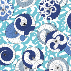 Japanese traditional umbrella seamless pattern,