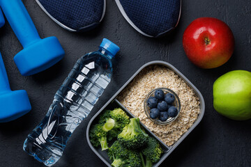 Healthy food and fitness items