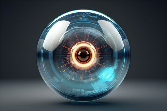 blue eye cyber security concept background,  created by AI. 3D illustration