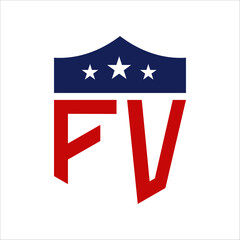 Patriotic FV Logo Design. Letter FV Patriotic American Logo Design for Political Campaign and any USA Event.