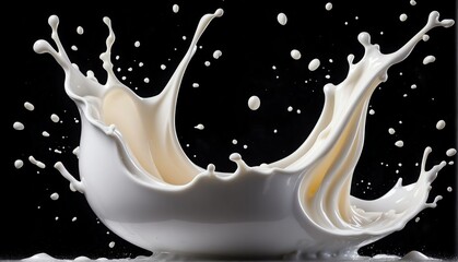 splash of white yogurt milk plain black background from Generative AI