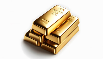 High-Precision Gold Bars on White Background 