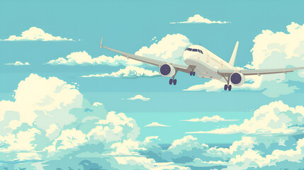 Naklejka premium airplane in the clouds ,generative ai