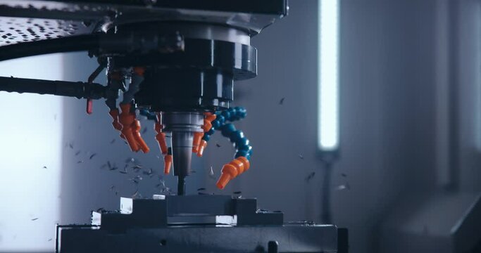 CNC milling machine precisely milling component parts