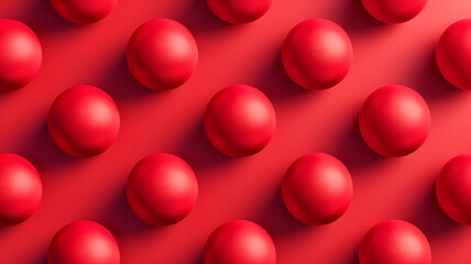Red spheres on a textured background. Multiple red spheres arranged on a textured red background creating a pattern effect. AI generative.