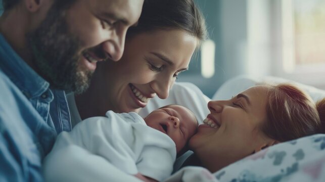 Surrogacy helped an infertile couple have a child. a woman gave birth to a baby for another family under a legal contract in a hospital.
