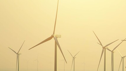 Witness the sprawling expanse of renewable power, as sleek turbines punctuate the landscape,...