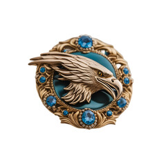 Fototapeta premium Brooch with a eagle head transparent background generative ai