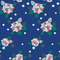 Japanese Pretty Colorful Bouquet Vector Seamless Pattern
