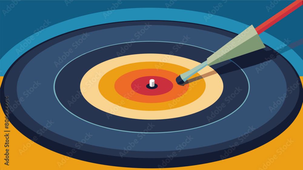 Poster the precision of a record needle as it finds the perfect spot on a record to begin playing. vector i