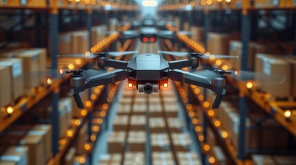 Smart logistics delivery system with drones autonomously sorting and dispatching packages