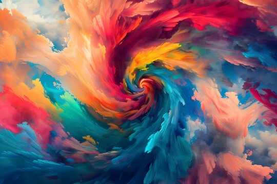 An illustration capturing the dynamic and vibrant energy of vibrant swirling colors in motion