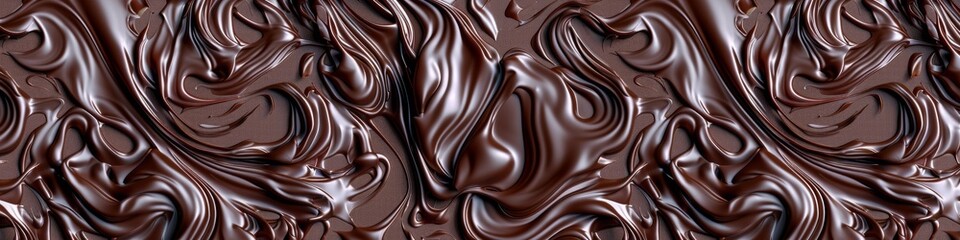 Naklejka premium A seamless pattern of chocolate liquid texture, showcasing the intricate swirls and textures characteristic of reallife melted chocolate. The background is a rich brown color with detailed lines