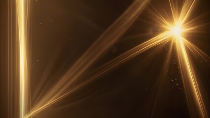 Abstract gold light ray, sun beam blur glow effect background. Gold light flash spotlight backdrop with sunlight shine. Generative AI 