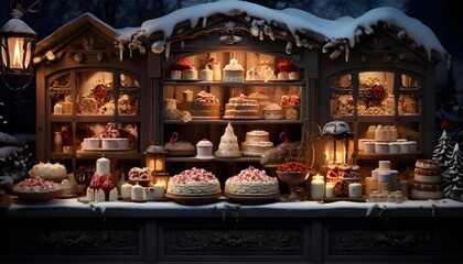 Christmas market in Gdansk, Poland. Traditional sweets and cookies.