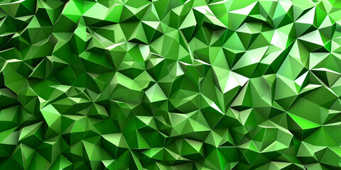 Vibrant green low poly background with a modern mosaic of triangles