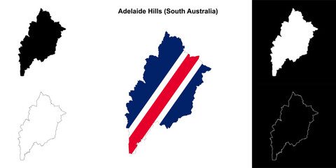 Fototapeta premium Adelaide Hills (South Australia) outline map set