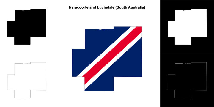 Naracoorte and Lucindale (South Australia) outline map set
