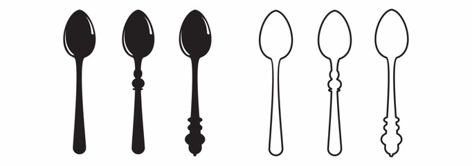spoon eating silhouette vector illustration