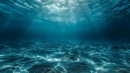 Underwater view of deep blue ocean capturing mysterious beauty of sea. Concept Underwater Photography, Deep Blue Ocean, Mysterious Beauty, Sea Exploration, Marine Life