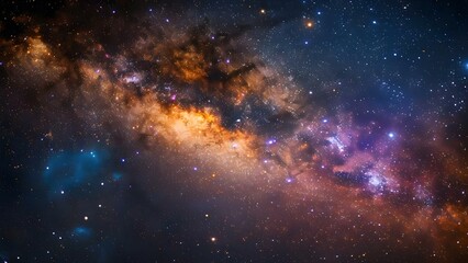 Captivating Milky Way scene with myriad stars and colorful nebulae. Concept Astrophotography, Milky Way, Stars, Nebulae, Night Sky