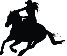 Rodeo silhouette illustration. Men riding a horse for sport activity