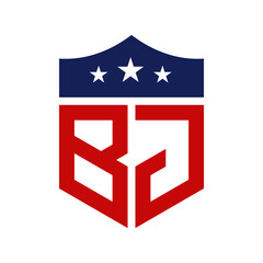 Patriotic BJ Logo Design. Letter BJ Patriotic American Logo Design for Political Campaign and any USA Event.