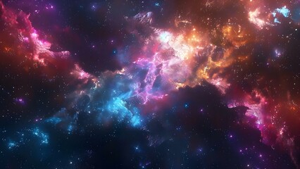 Fototapeta premium Captivating D cosmic nebula art featuring star clusters and celestial elements. Concept Fantasy Planets, Galactic Artwork, Cosmic Atmosphere, Starry Skies, Celestial Creations